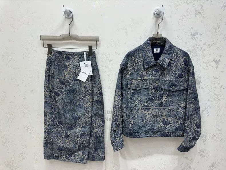 Dior 22 Autumn and Winter Jacquard Denim Silhouette jacket