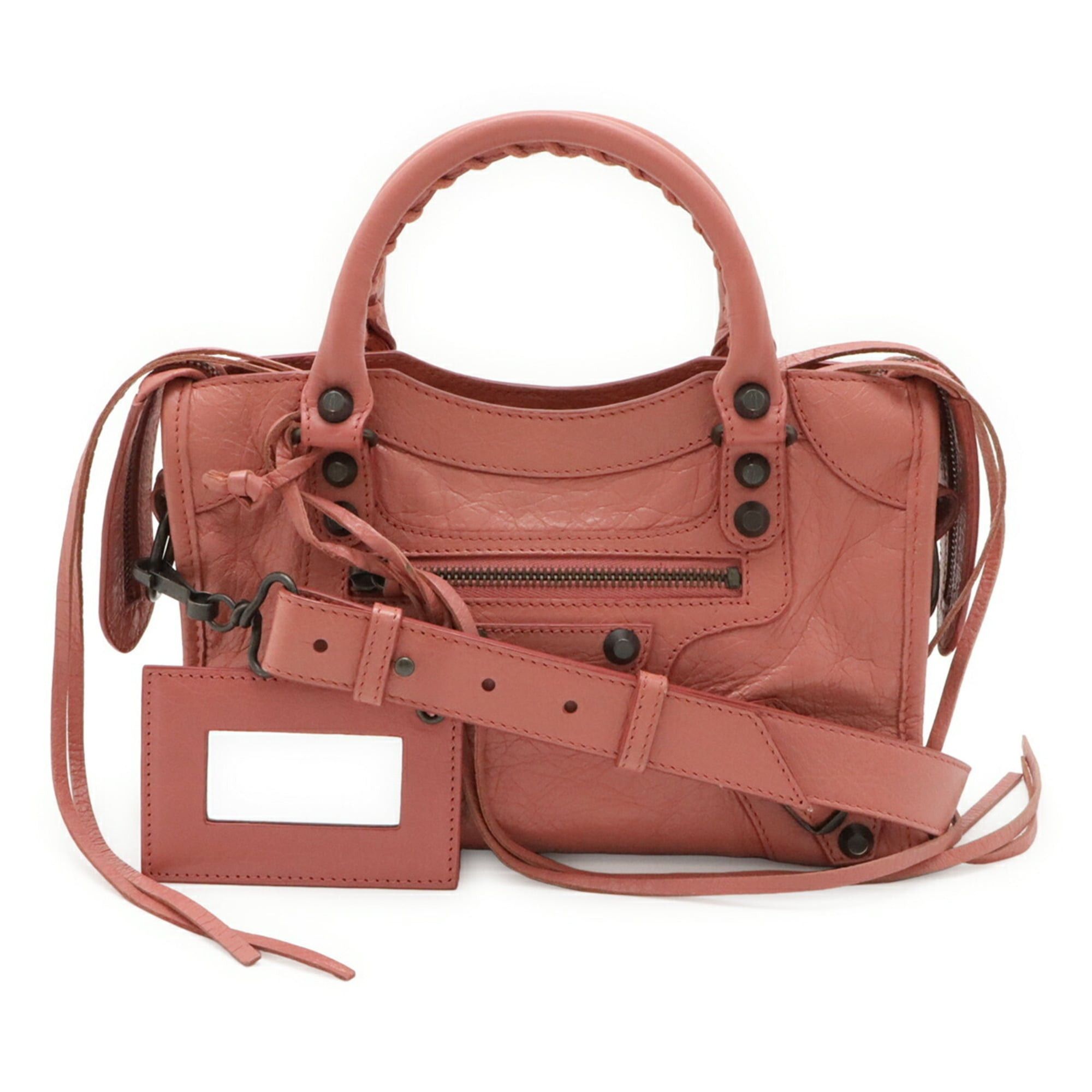 Balenciaga BALENCIAGA Classic Mini City Handbag Shoulder Bag Leather Pink 300295 Size ONE SIZE - 1 Thumbnail