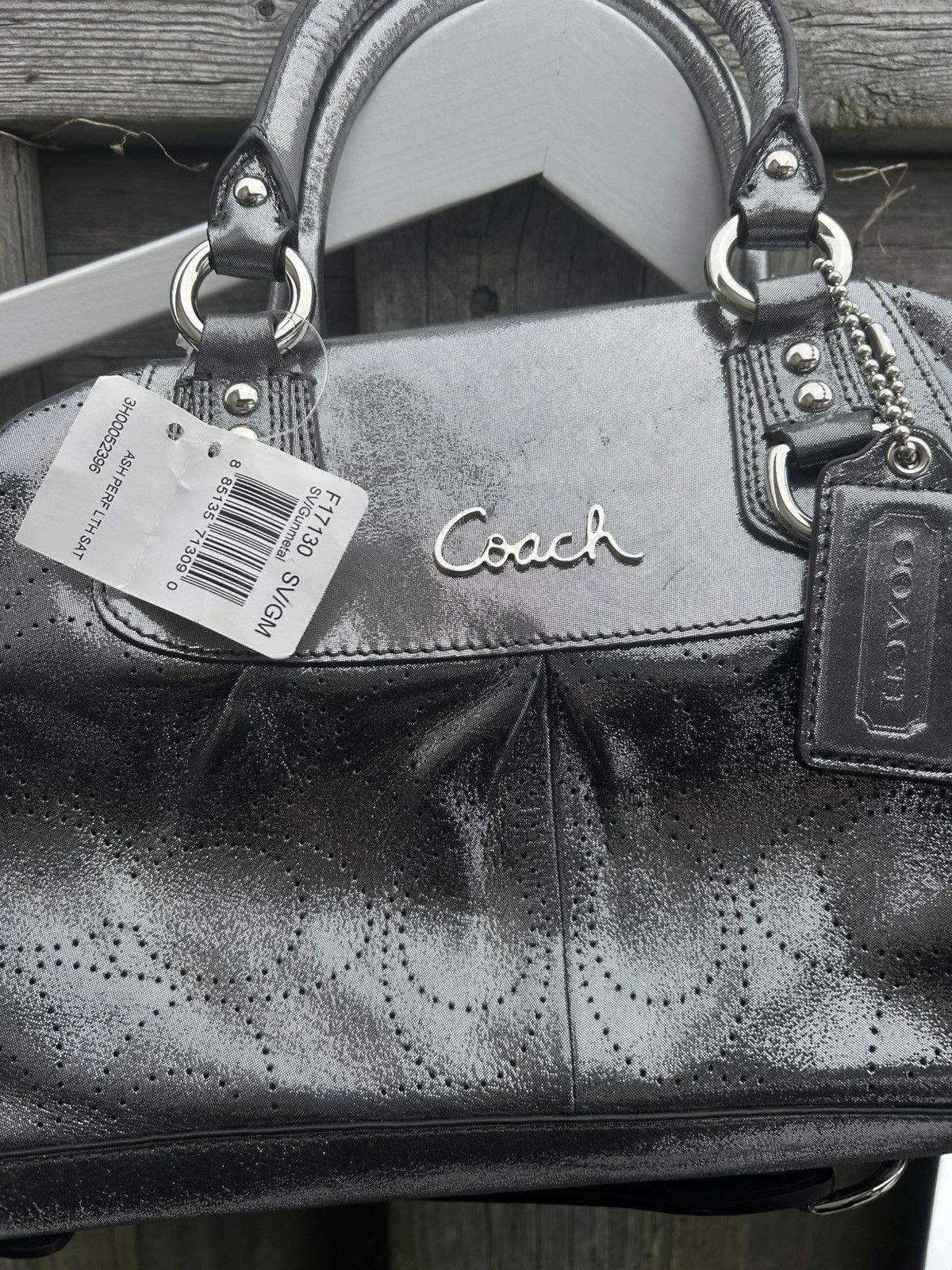 Coach NWT Y2K Coach Ashley Perforated Gunmetal Bag Silver Gunmetal Size ONE SIZE - 2 Thumbnail