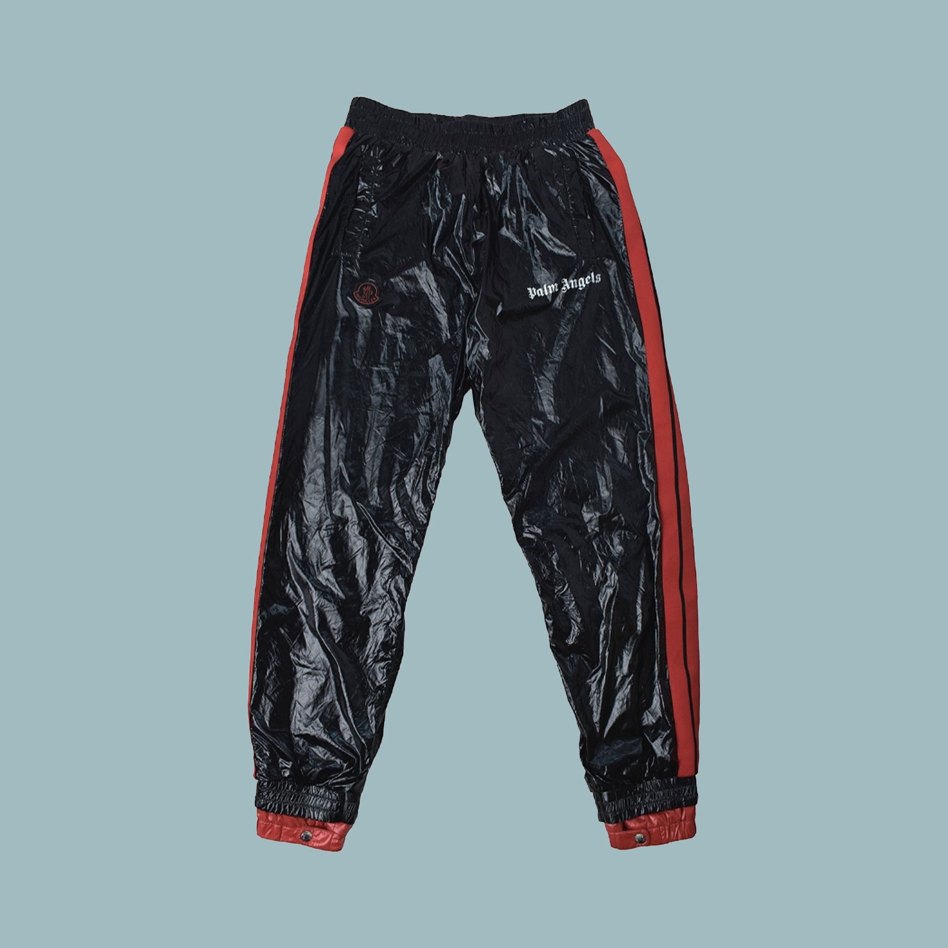 Moncler Palm Angels MONCLER X PALM ANGELS BLK RED TRACK PANT MADE IN ITALY Grailed