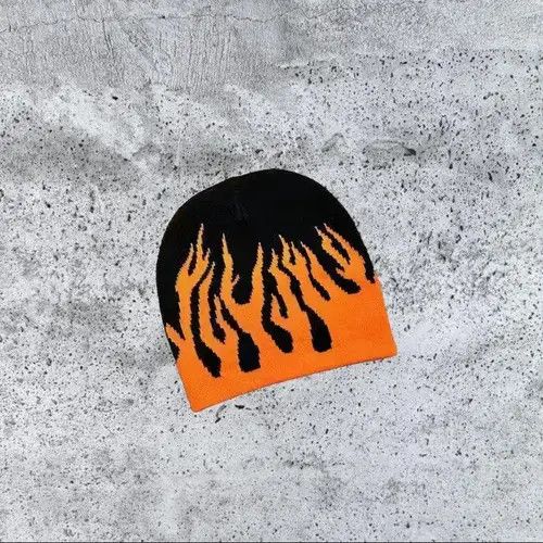 Other 🔥Flame pattern beanie hat cap y2k Size ONE SIZE - 4 Thumbnail