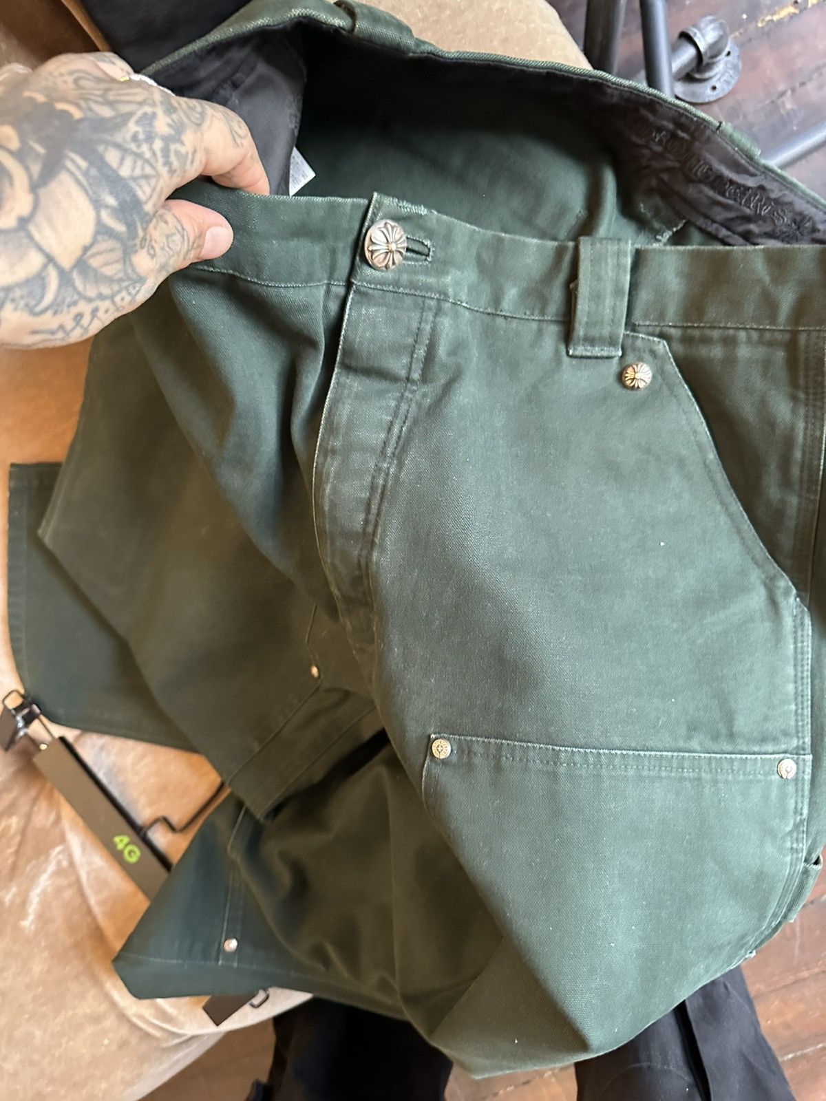 Chrome Hearts Chrome Hearts JAPAN LIMITED GREEN double knee carpenter jean Size US 34 / EU 50 - 8 Thumbnail
