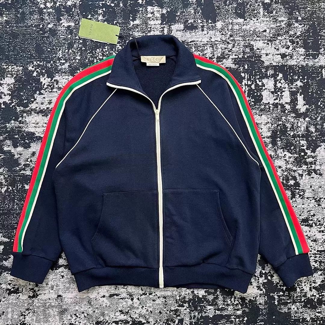 Gucci GUCCI 1976 GG Web Navy Slouchy L Jacket Size US L / EU 52-54 / 3 - 1 Thumbnail