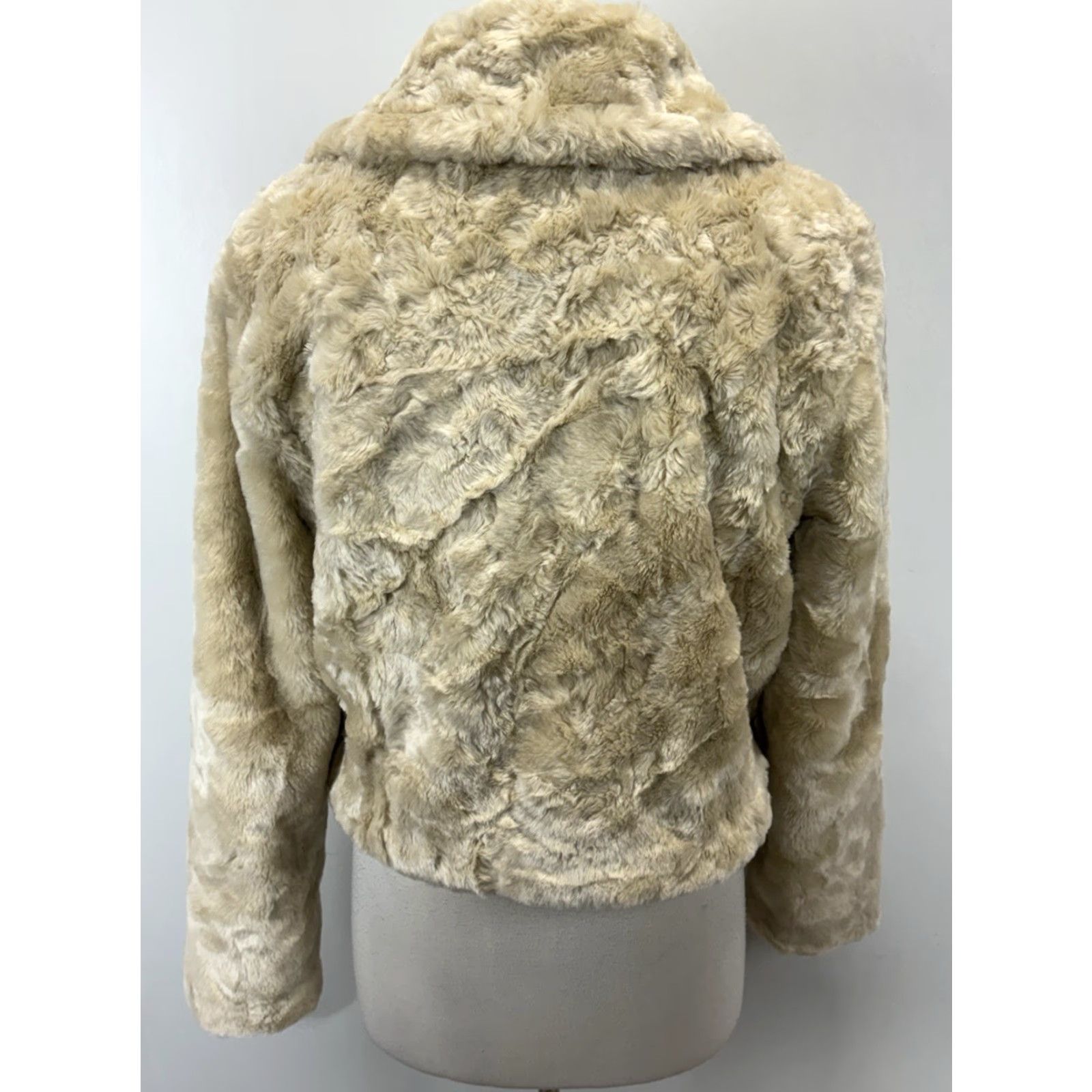 Vintage VINTAGE Black Rivet Jacket Women XL Beige Faux Fur Lined Rhinestone Buttons 60s Look Size XL / US 12-14 / IT 48-50 - 3 Thumbnail