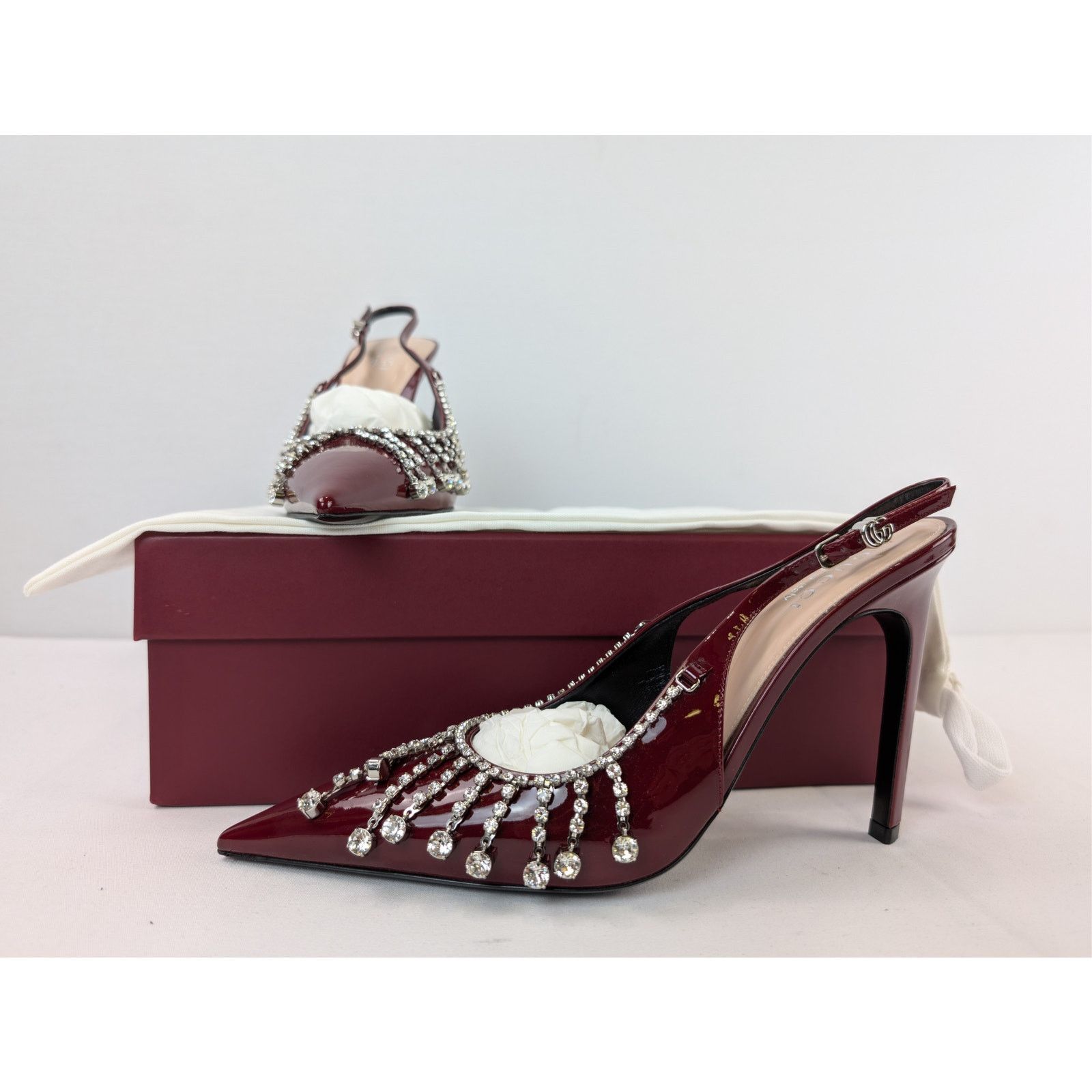 Gucci o1rshd1 Vernice crystal patent leather slingback pump Sandal Size US 9.5 / EU 42-43 - 20 Thumbnail
