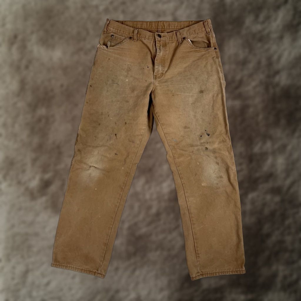 Dickies Dickies Carpenter Pants Workwear Canvas Brown 34x32 Regular Men Pants Grunge 90s Stained Pockets USA Size US 34 / EU 50 - 1 Thumbnail