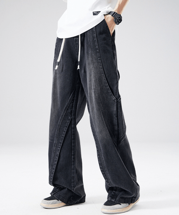 Japanese Brand × Jean Men's washed vintage straight loose drawstring jeans Size US 32 / EU 48 - 1 Thumbnail