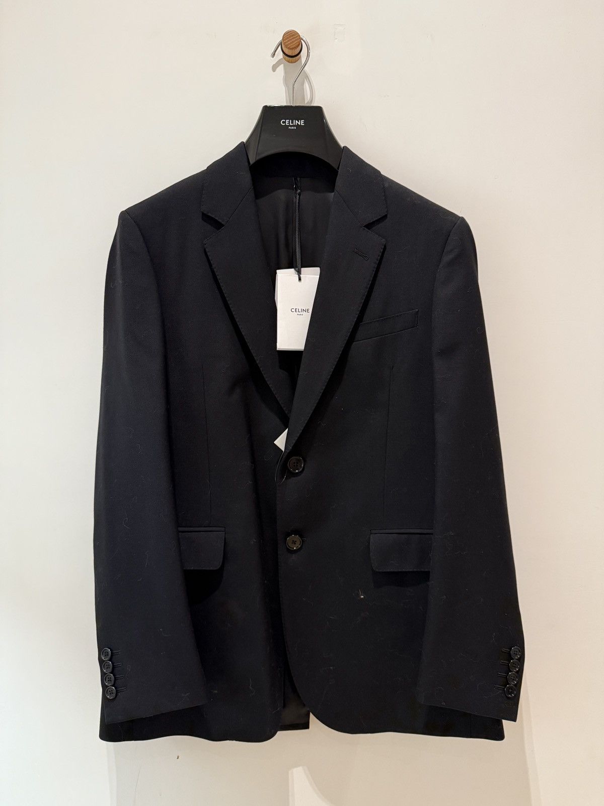 Celine × Hedi Slimane Black Boxy Blazer Jacket in Wool Gabardine Sz 44 Size 44R - 4 Thumbnail