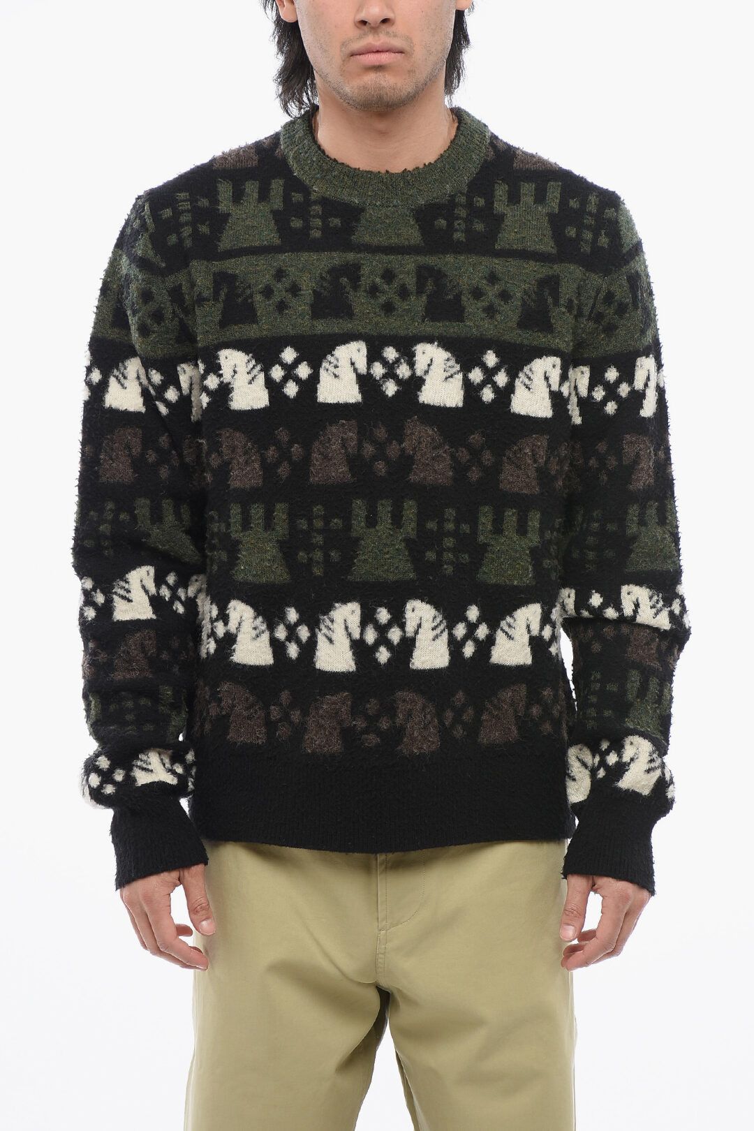 Burberry og1mm1125 Embroidered Wool Chess Crewneck Sweater in Multi Size US S / EU 44-46 / 1 - 1 Thumbnail