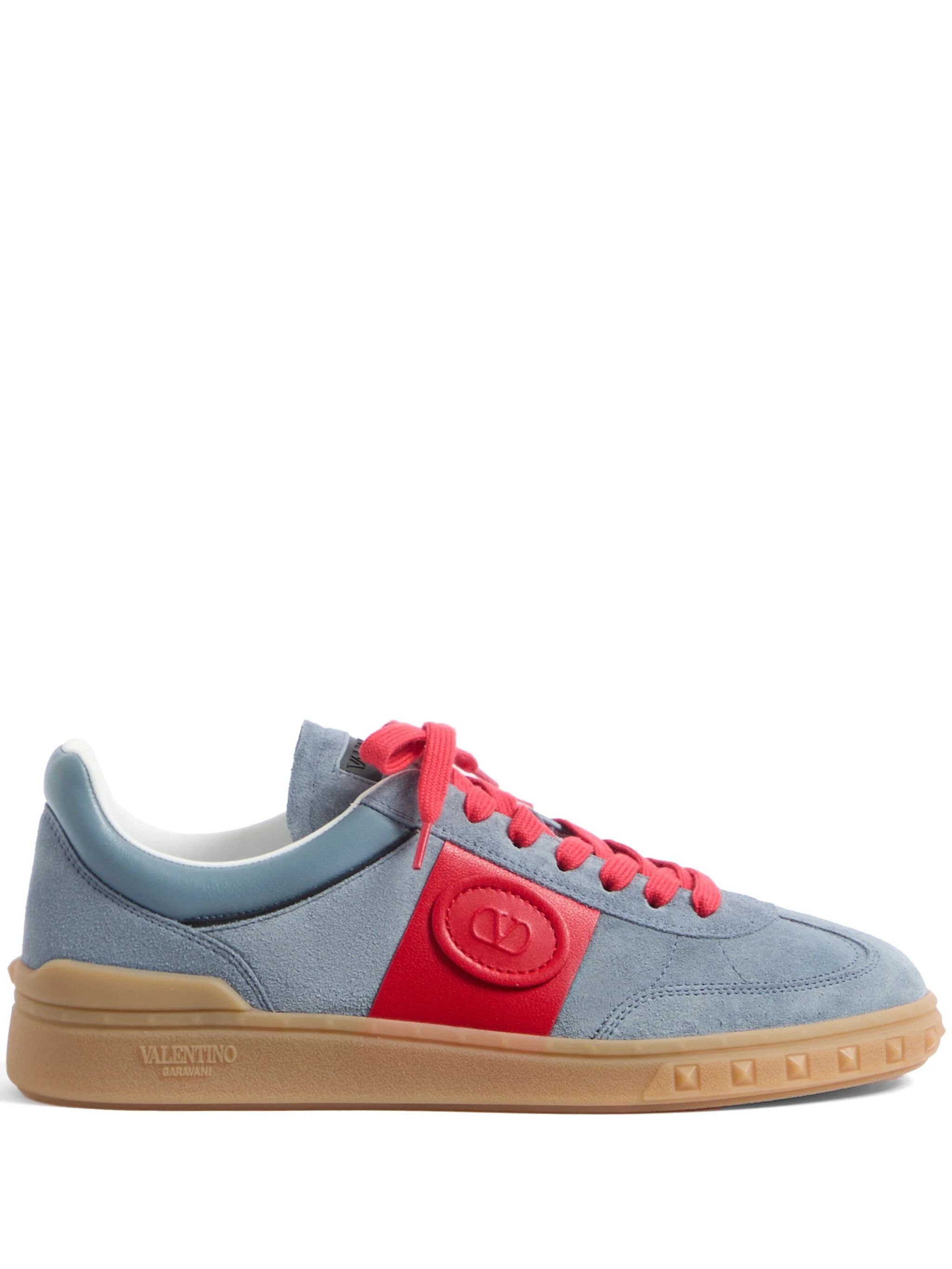 Valentino o1s22i1n1224 Suede Leather Low-Top Sneakers in Blue Red Size US 11 / EU 44 - 1 Thumbnail