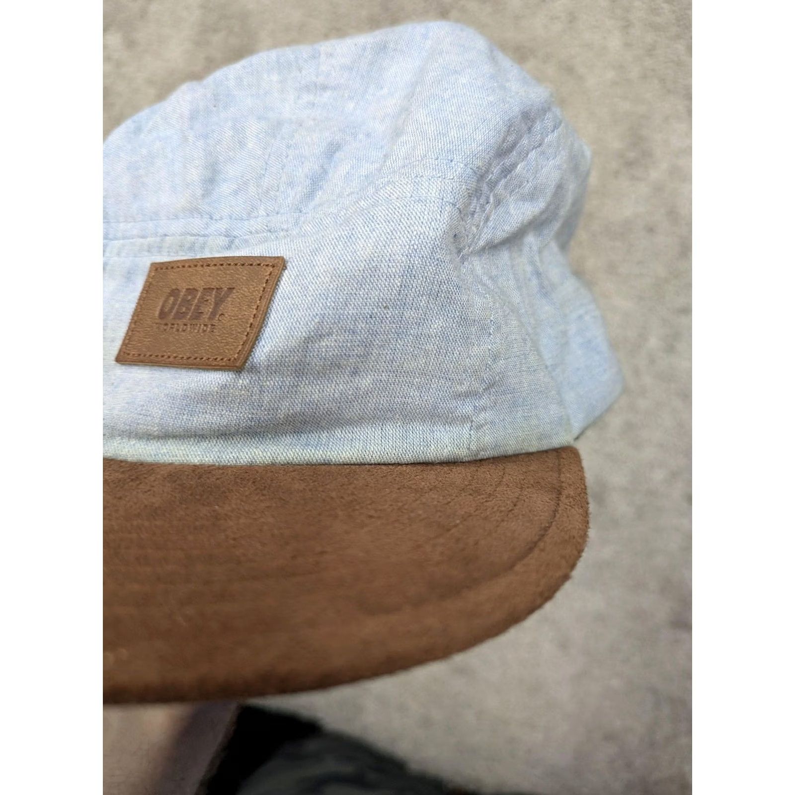 Obey OBEY Hat Cap Mens One Size Blue Brown Suede Brim 5 Panel Strap Back Size ONE SIZE - 4 Thumbnail