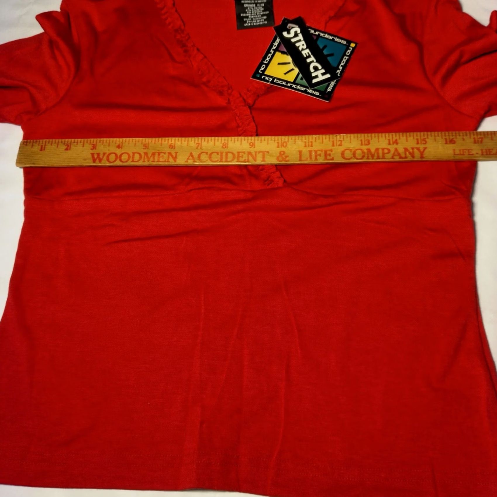 Vintage VINTAGE No Boundaries Long Sleeve Knit Top Shirt Red L Ruffle V-Neck NOS Y2K Woman Women Size L / US 10 / IT 46 - 3 Thumbnail