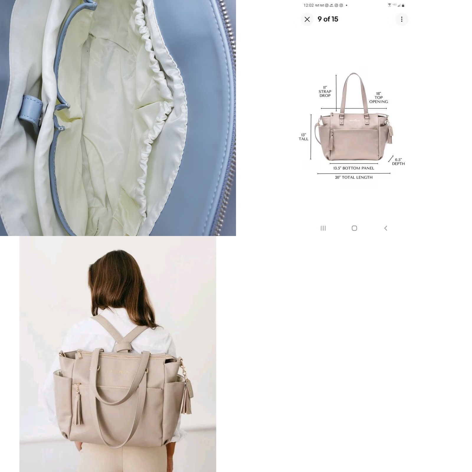 Vintage White Elm Gemini Convertible Backpack Travel Work Diaper Bag Rare Grey White Size ONE SIZE - 9 Thumbnail