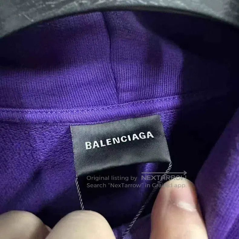 Balenciaga Balenciaga Front and Back Embroidered Purple Hoodie Size US M / EU 48-50 / 2 - 3 Thumbnail