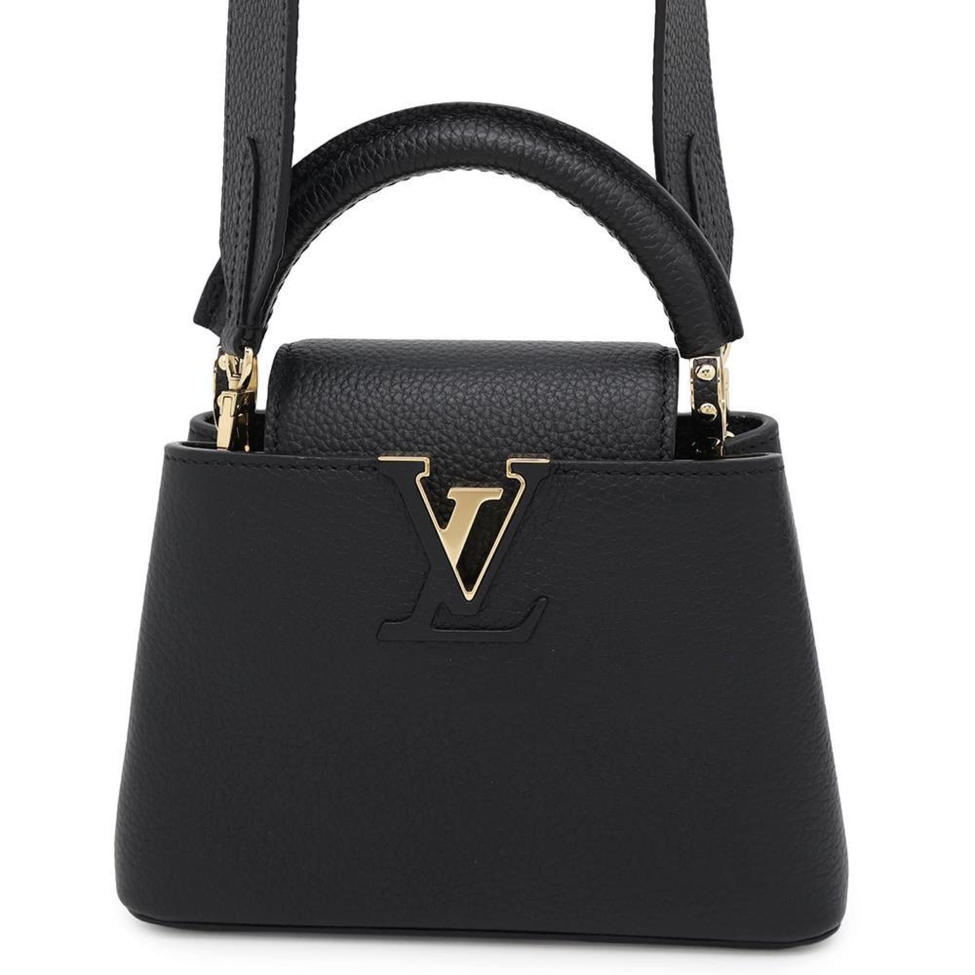 Louis Vuitton Handbag Taurillon Leather Capucines Mini M56071 2Way Shoulder Bag Black, Women's