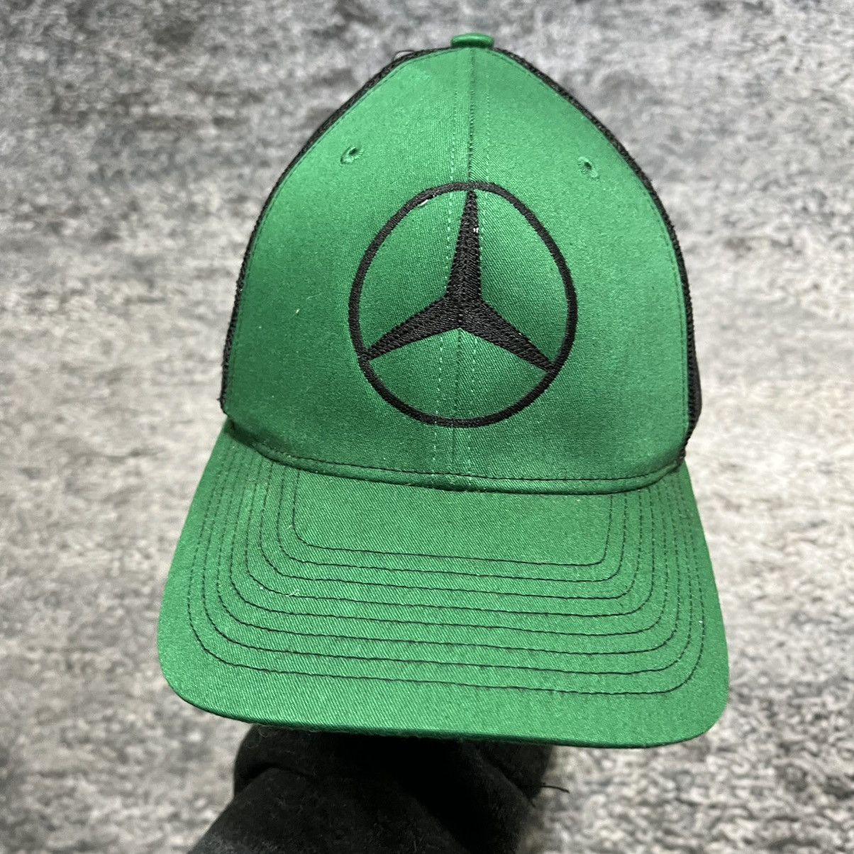 Mercedes-Benz Mercedes Benz Green Black Embroidered Mesh Trucker Hat Size ONE SIZE - 2 Thumbnail