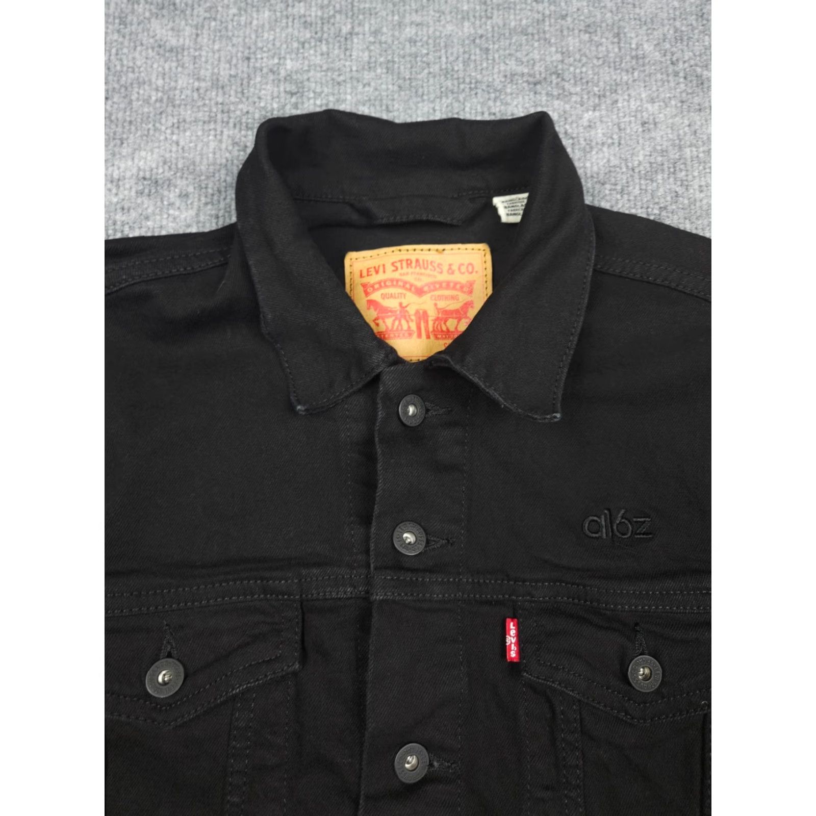 Levi's **Levi's Men's XS Black Embroidered Trucker Jacket** User: Levi's Men's XS Black Embroidered Trucker Jacket Size US XS / EU 42 / 0 - 2 Thumbnail