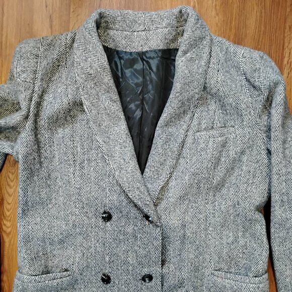 Other Vintage Herringbone Wool Pea Coat Jacket USA Size XL / US 12-14 / IT 48-50 - 1 Thumbnail