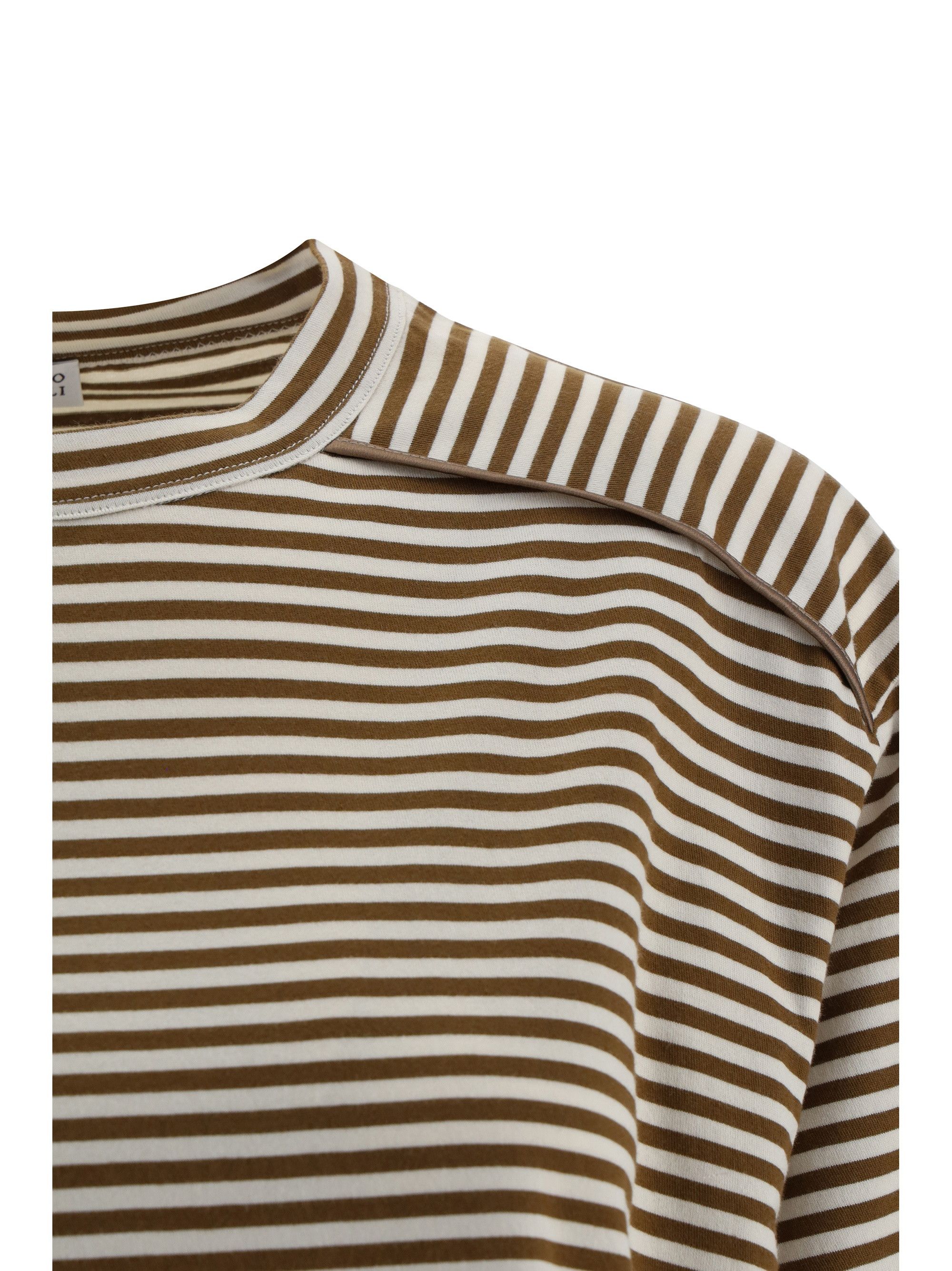 Brunello Cucinelli o1y0825 Crewneck T-Shirt in Brown/White Size M / US 6-8 / IT 42-44 - 3 Thumbnail