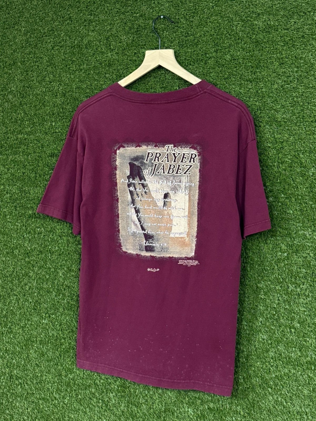 Vintage Vintage Alstyle Christ Christian Prayer Burgundy Tee Large Size US L / EU 52-54 / 3 - 1 Thumbnail