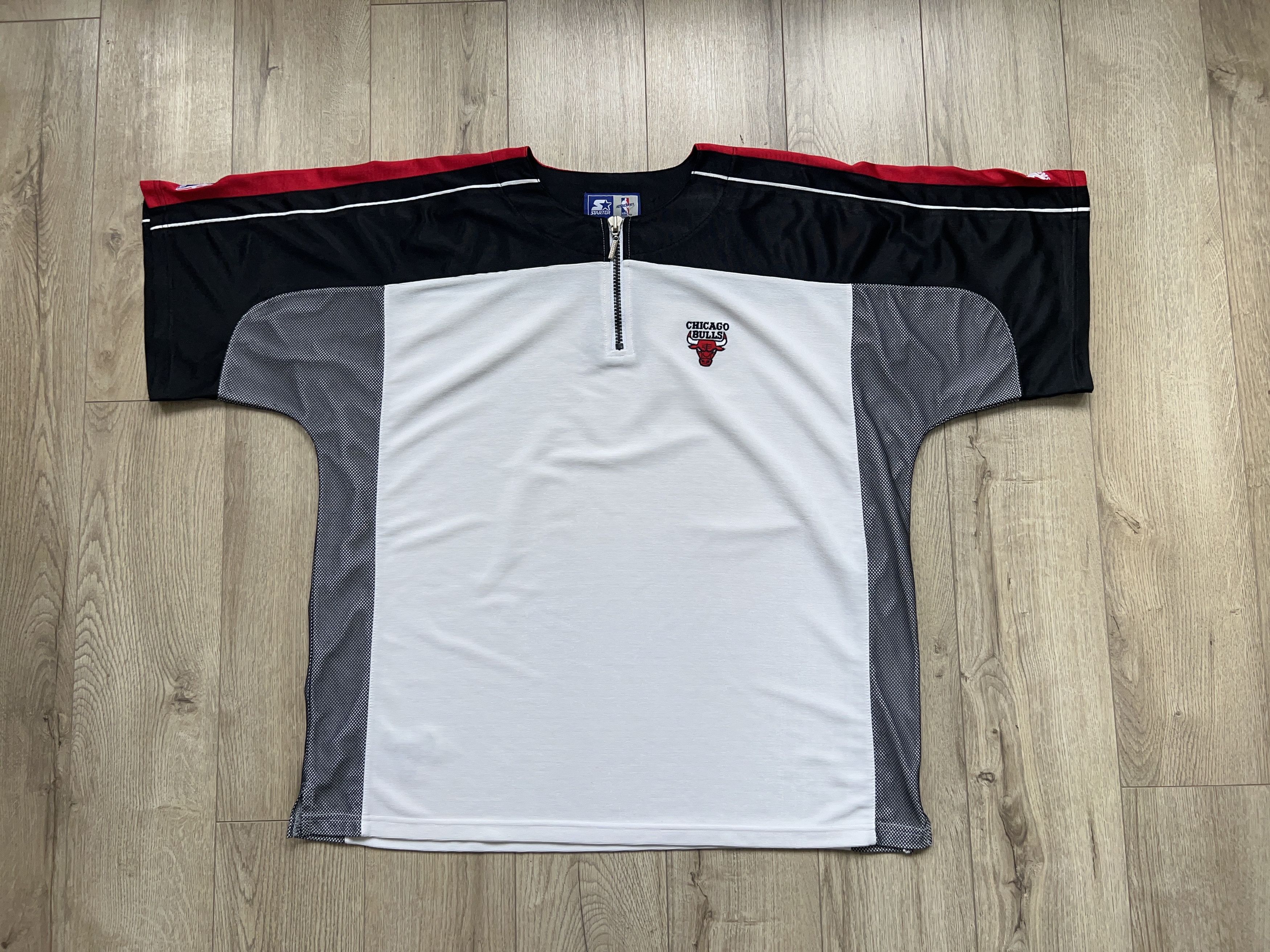 NBA × Vintage Starter Chicago Bulls Basketball NBA Zip 1/4 Jersey Shirt Size US XL / EU 56 / 4 - 1 Thumbnail