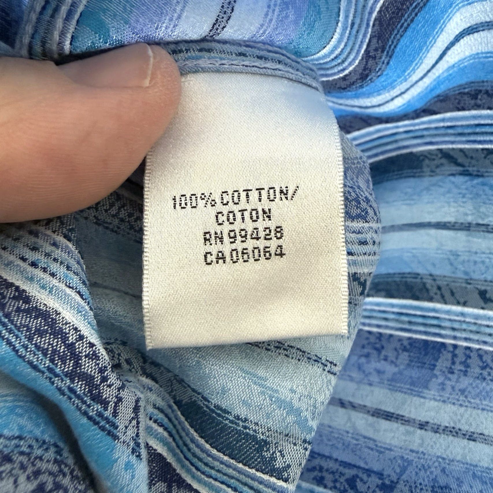 BUGATCHI BUGATCHI Shirt Mens Large Classic Fit Blue Striped Spread Collar 100% Cotton Size US L / EU 52-54 / 3 - 4 Thumbnail