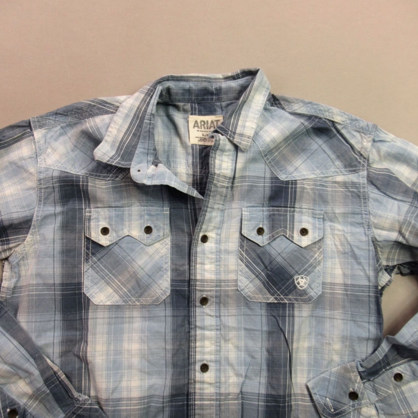 Ariat Ariat Shirt Mens Large Long Sleeve Button Front Plaid Pockets Blue Casual Size US L / EU 52-54 / 3 - 3 Thumbnail