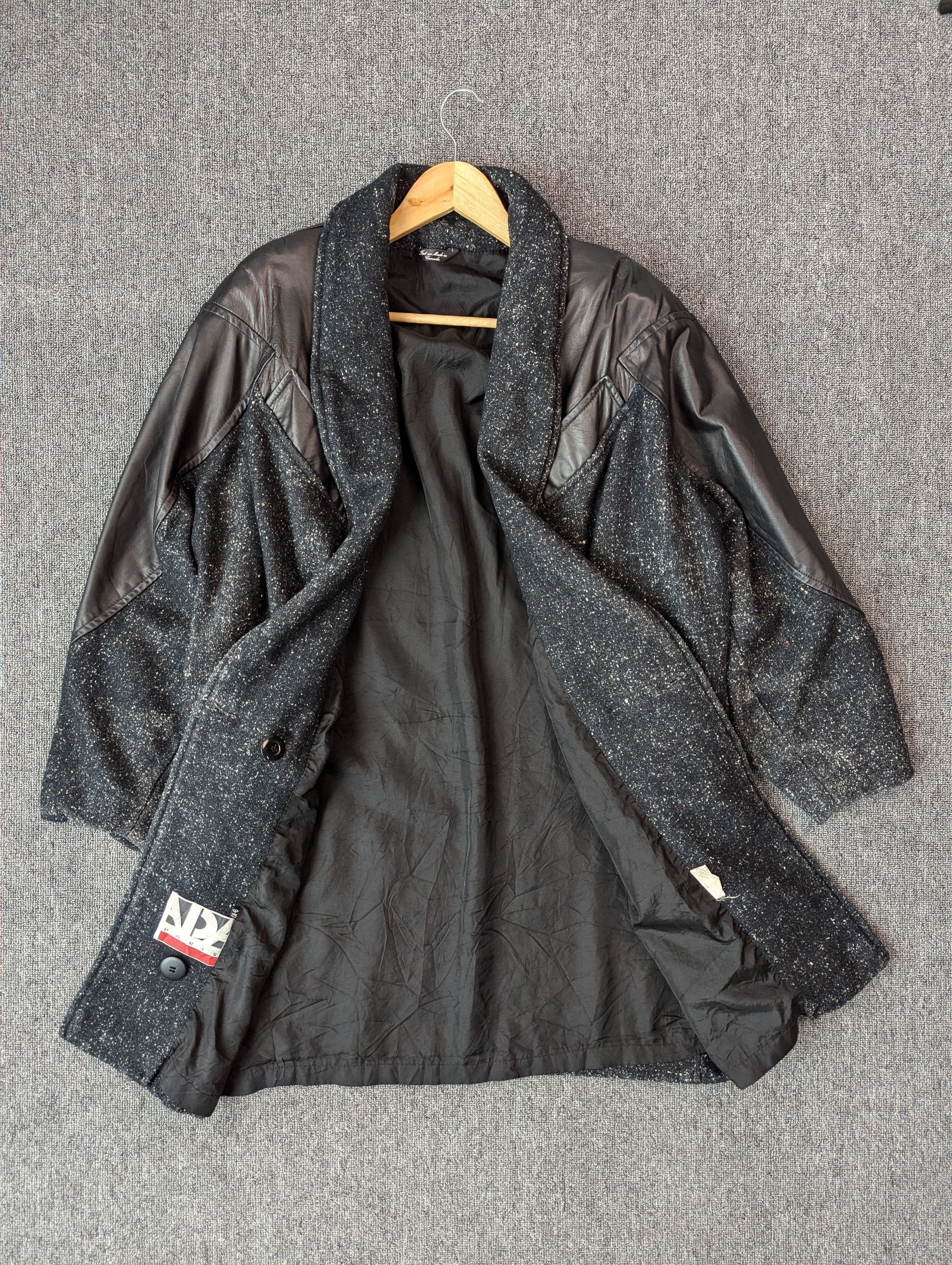Designer × Vintage Vintage 80s ADA Paris Leather And Tweed Wool Coat Jacket Size US L / EU 52-54 / 3 - 6 Thumbnail