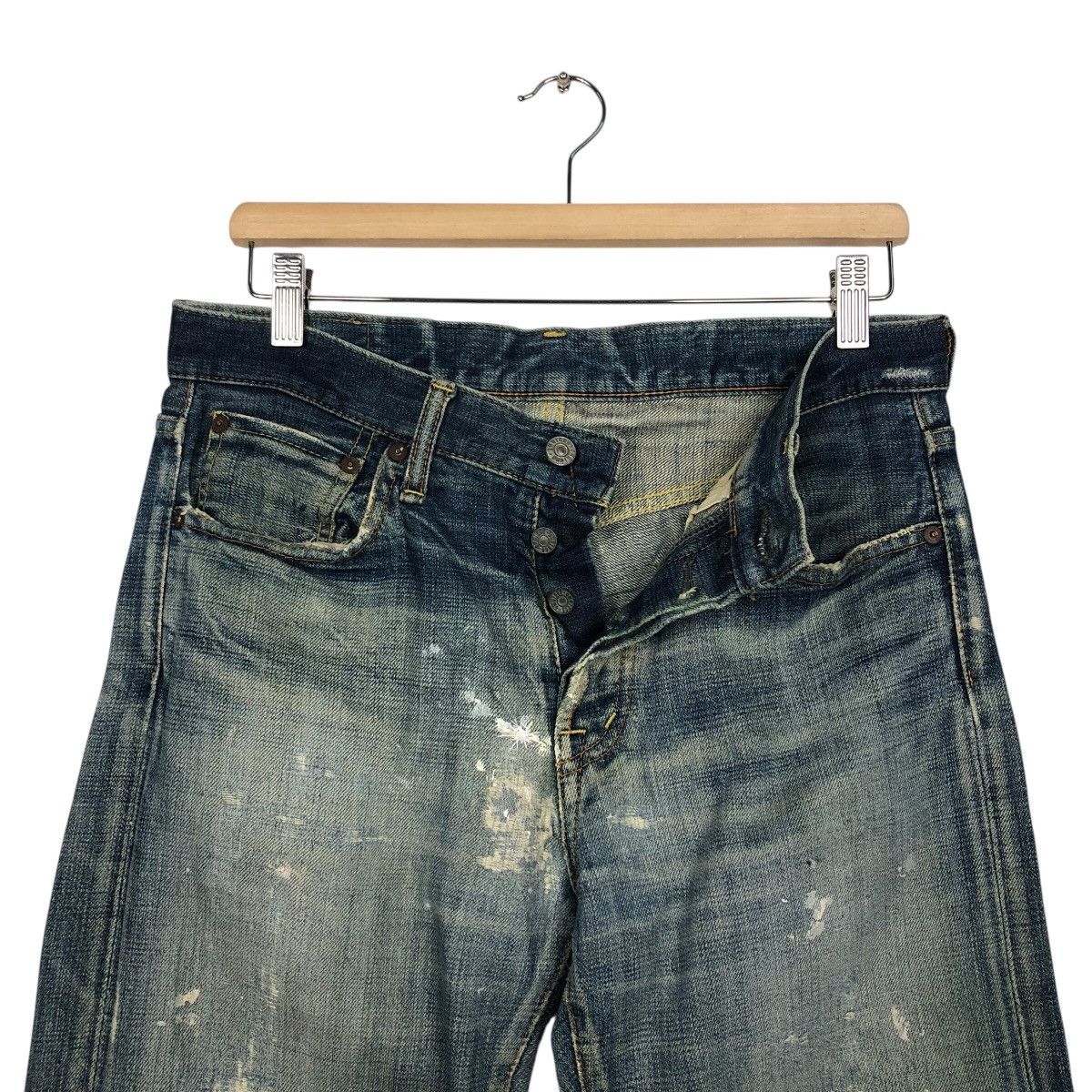 OMNIGOD Omnigod Japanese Selvedge Distressed Faded Indigo Denim Rare Size US 32 / EU 48 - 19 Thumbnail