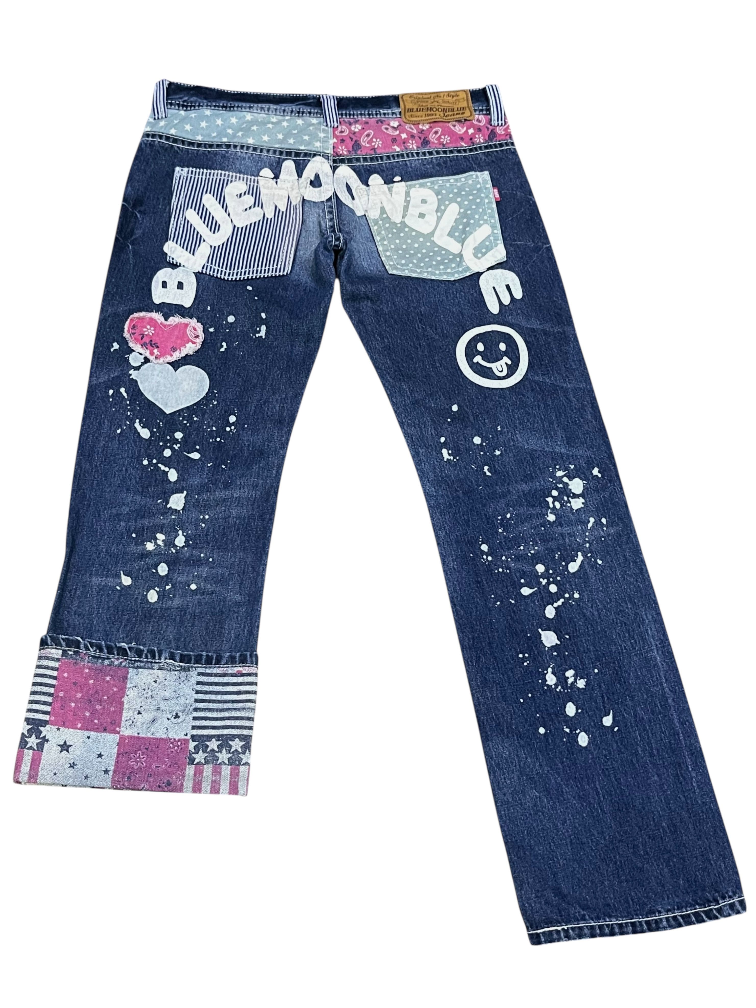 Blue Blue Japan ❤️Vintage BMB Paisley Smiley Kapital Spell-out Daicock Style Size 31" - 1 Thumbnail