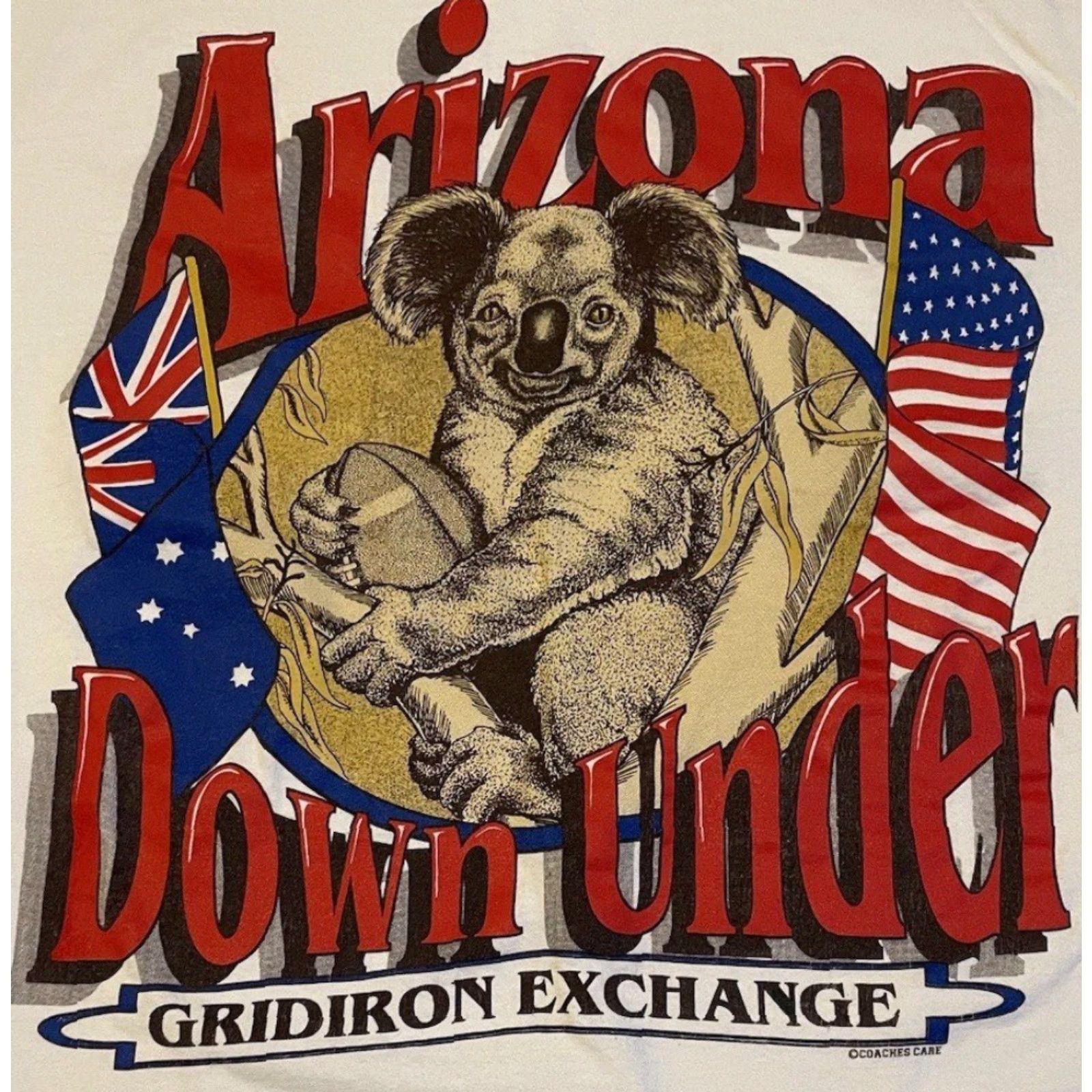Vintage VINTAGE 90s Arizona Koala Football Shirt M White Mens T-Shirt Grunge Animal USA 80s Retro Sports College Football Size US M / EU 48-50 / 2 - 2 Thumbnail