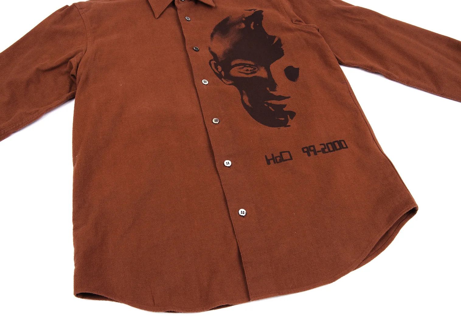 Jean Paul Gaultier Cotton Moleskin Face Print Long Sleeve Shirt Orange 48 Size US M / EU 48-50 / 2 - 8 Thumbnail
