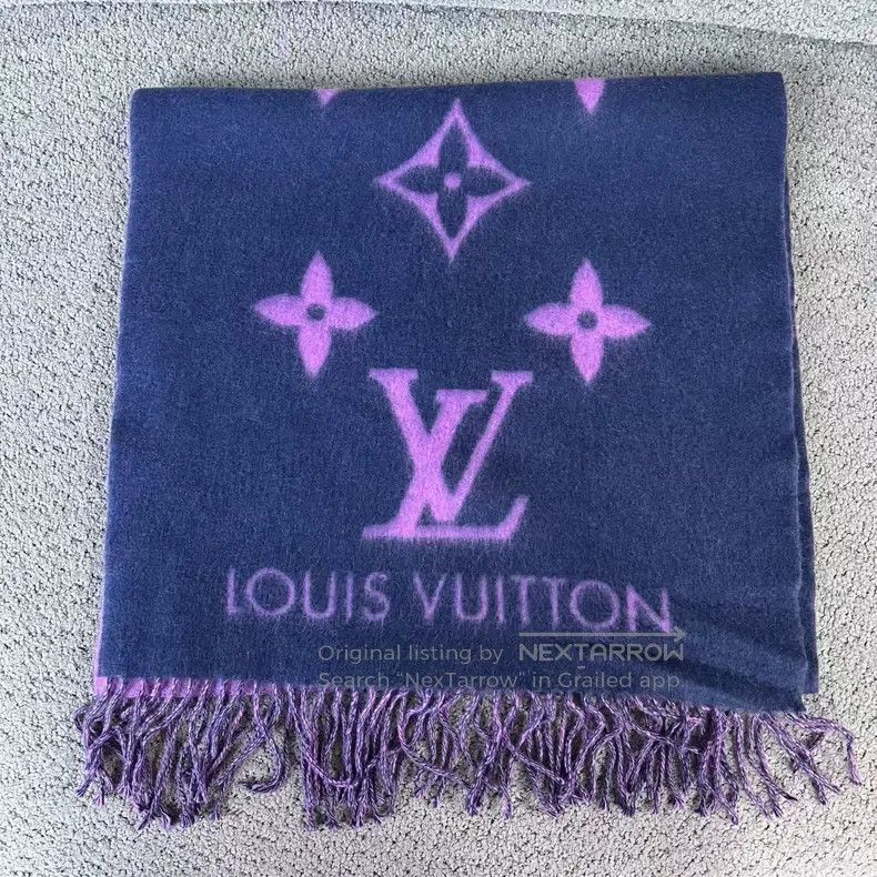 Louis Vuitton Louis Vuitton Pink purple large area Logo jacquard fringe Size ONE SIZE - 1 Thumbnail