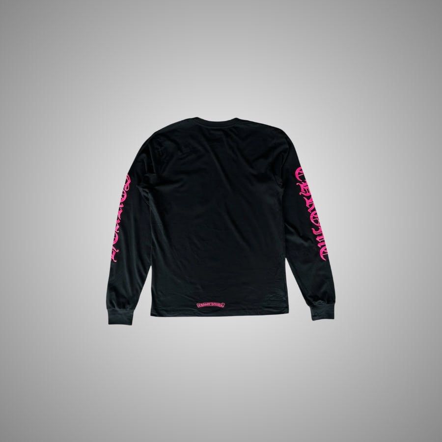Chrome Hearts CHROME HEARTS BLACK & PINK NECK LOGO LONGSLEEVE T-SHIRT Size US M / EU 48-50 / 2 - 2 Thumbnail