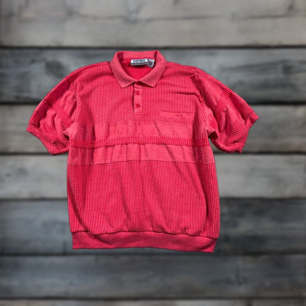 Vintage VINTAGE Knightsbridge Polo Shirt Man Big 2X Red Ribbed Paneled 80s 90s Casual Shirt Mens Red Knightsbridge Polo Shirt II Size US XXL / EU 58 / 5 - 1 Thumbnail