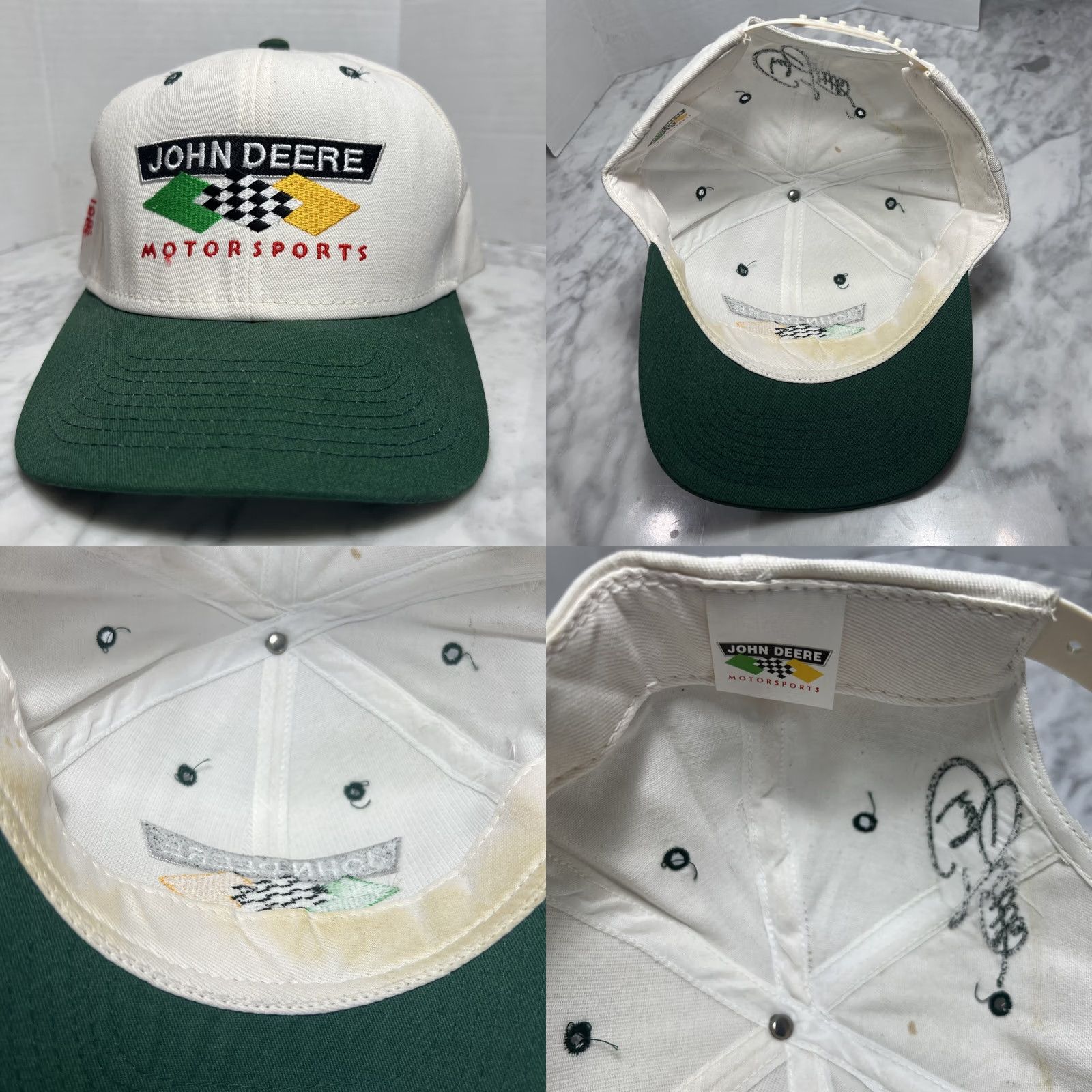John Deere VINTAGE John Deere Motorsports Hat Snapback Roush Racing Chad Little Checkered Flag Mens Size ONE SIZE - 8 Thumbnail