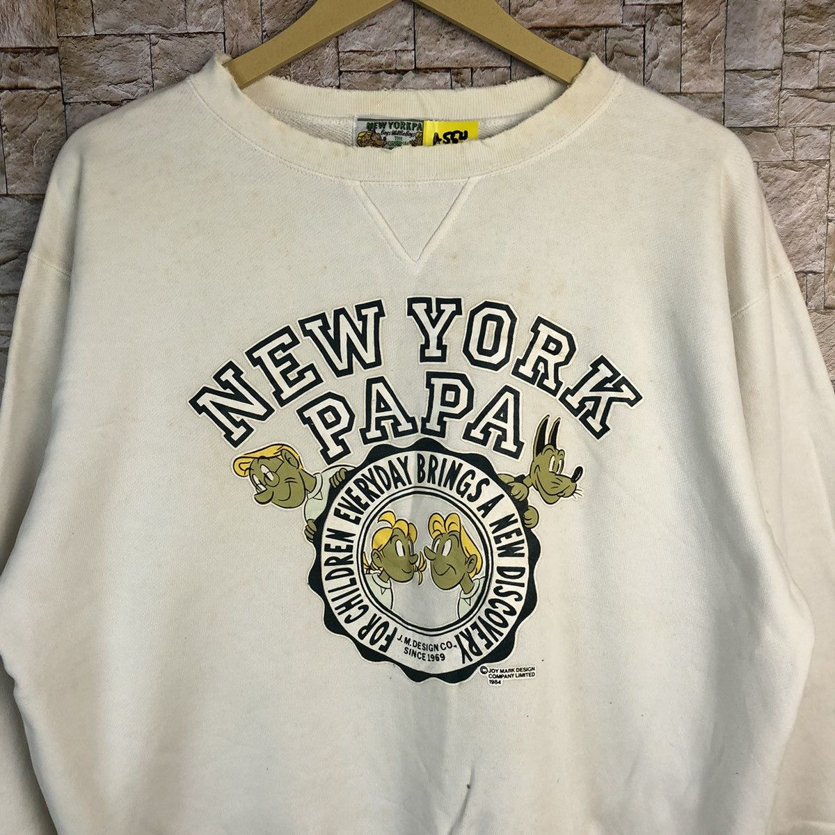 Vintage 1984 New York Papa vintage White Sweatshirt #A554 Size US M / EU 48-50 / 2 - 5 Thumbnail