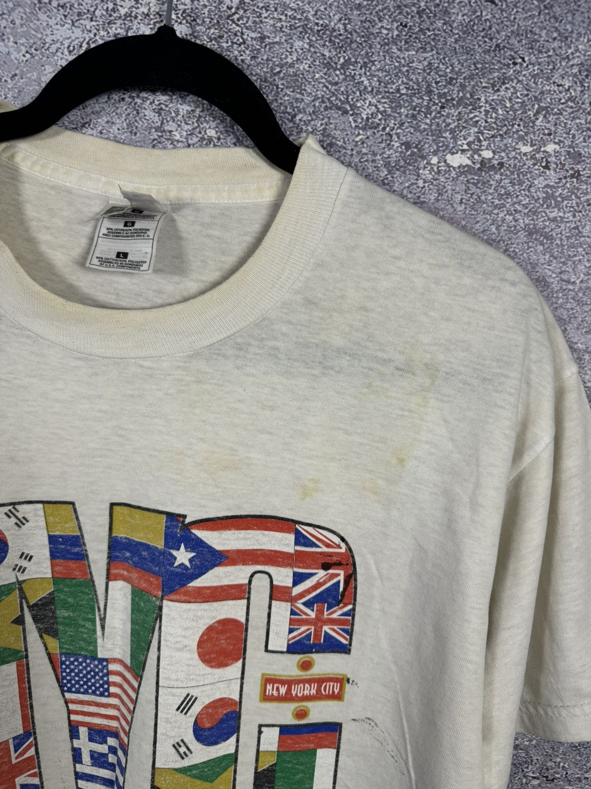 Fruit Of The Loom × Vintage Vintage 90’s NYC White Flag Graphic T Shirt Large Souvenir Size US L / EU 52-54 / 3 - 8 Thumbnail