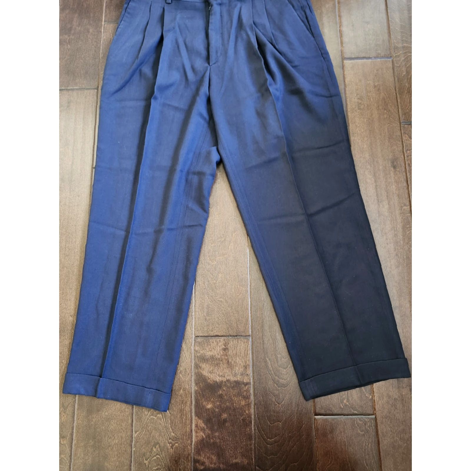 Savane Savane Dress Pants Navy Blue W34 L29 Men's Regular Polyester Wool Zip Button Business Formal Wedding Shirt/Pants? Size US 34 / EU 50 - 3 Thumbnail