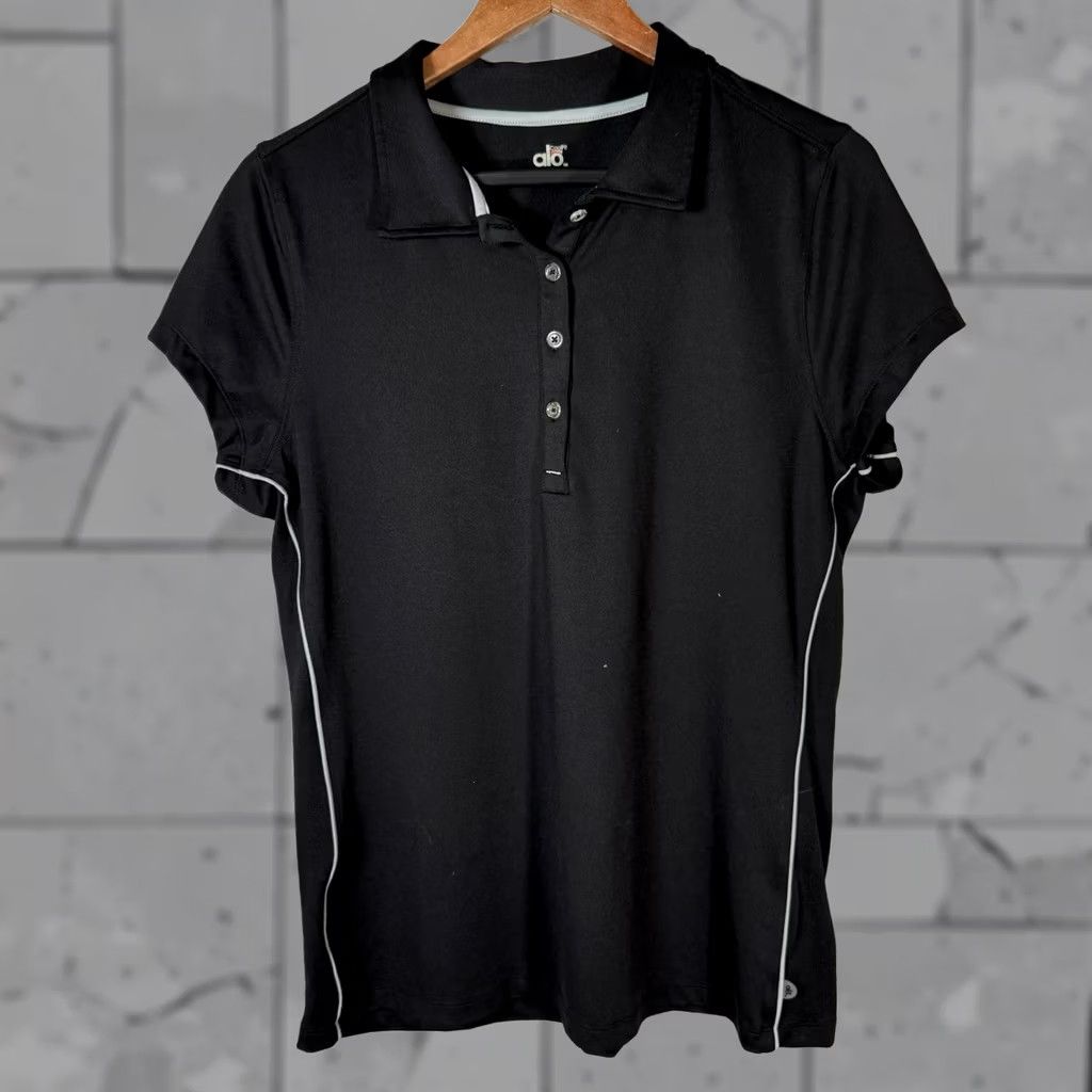 Alo Alo CoolFit Womens Athletic Polo Shirt L Size Black Activewear Size L / US 10 / IT 46 - 1 Thumbnail