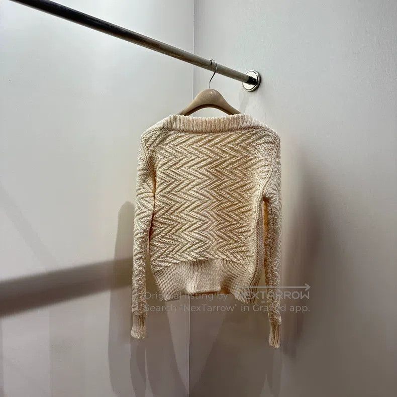 Hermes Hermes Mar76 Stripe Logo Decorated Scoop Neck Sweater Size XXS / US 00 / IT 34 - 2 Thumbnail