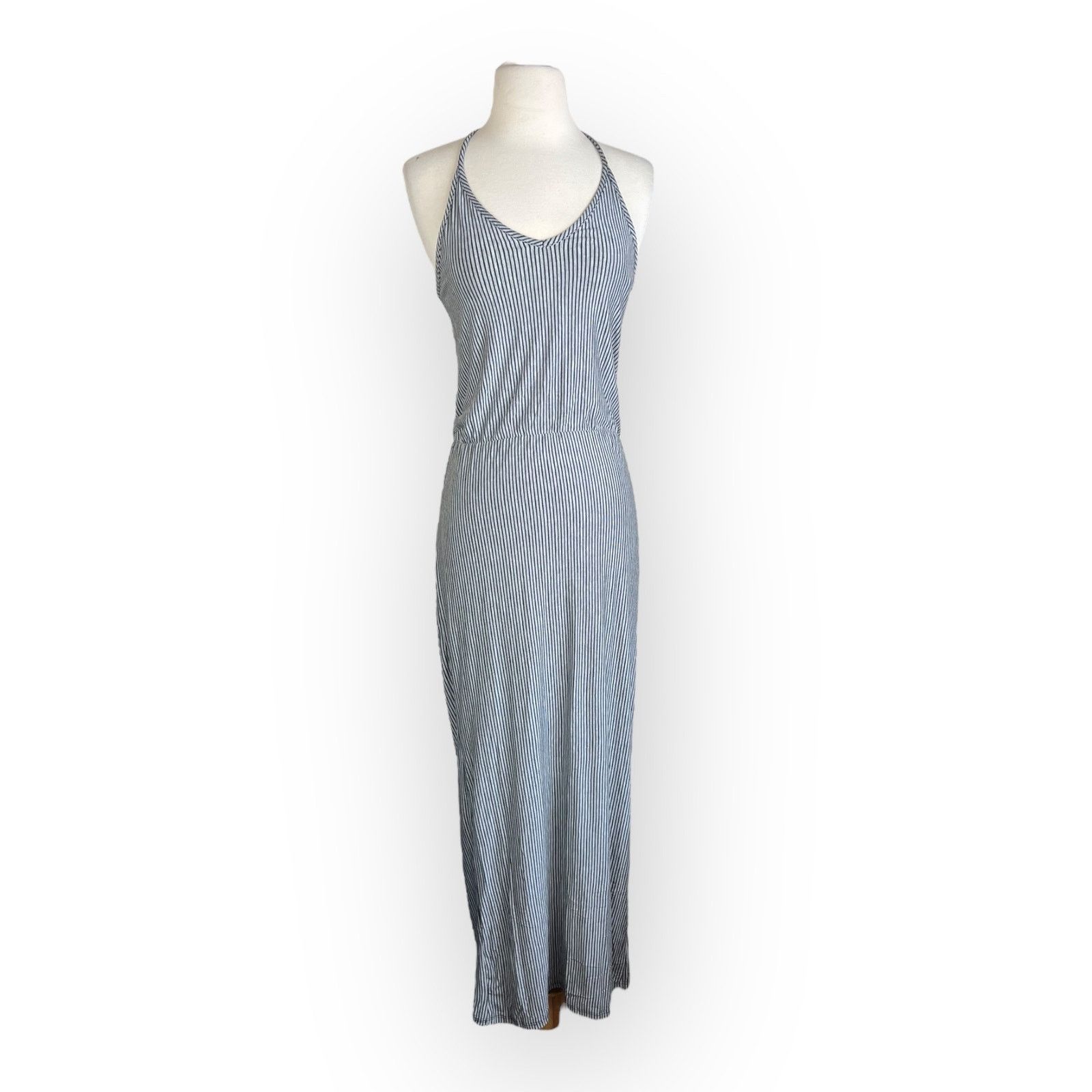 Kohl's Olivia Rae Gray and Black Striped Maxi Dress - NWT Size M / US 6-8 / IT 42-44 - 1 Thumbnail