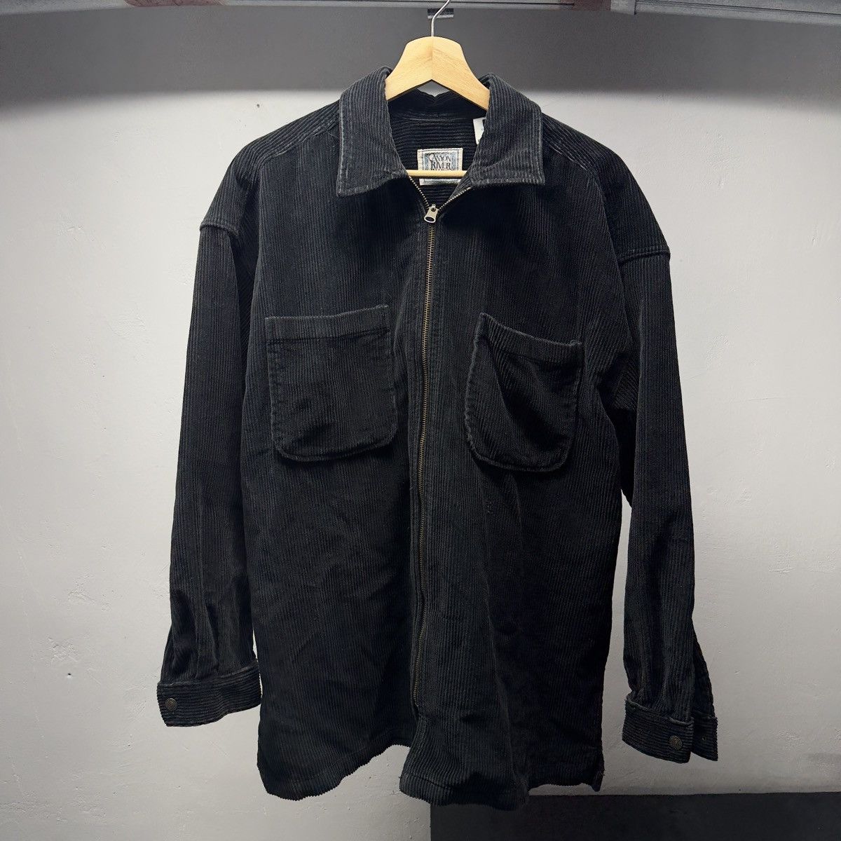 Vintage 90s Y2K Black Heavy Zip Up Corduroy Shirt ERD Grunge Chrome Size US M / EU 48-50 / 2 - 1 Thumbnail