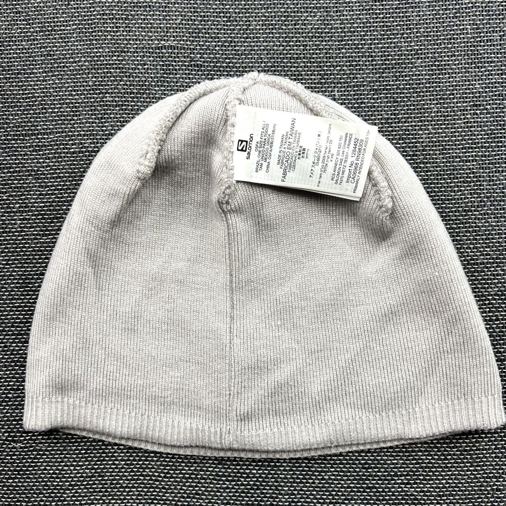 Salomon Salomon Beanie Hat One Size Gray Striped Big Logo OSFA Unisex Adults Knit Acrylic Thermal Beanie Mens Womens Size ONE SIZE - 6 Thumbnail