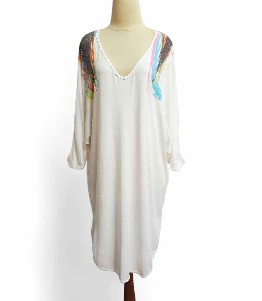 Maison Margiela MM6 Maison Martin Margiela Abstract Print V Neck Dress Size M / US 6-8 / IT 42-44 - 1 Thumbnail