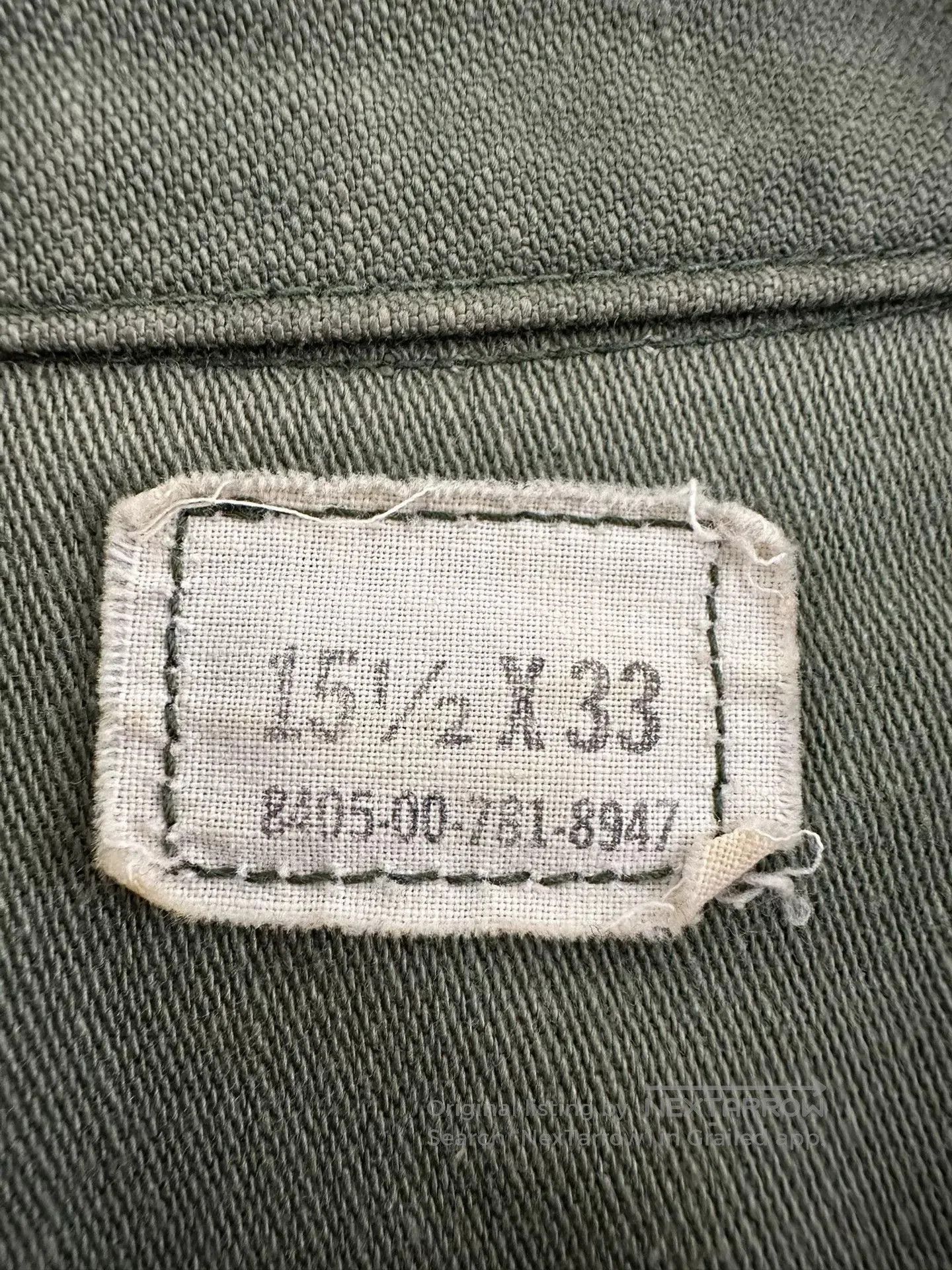 Vintage Vietnam War USAF NCO OG107 Cotton Shirt. Size US S / EU 44-46 / 1 - 5 Thumbnail