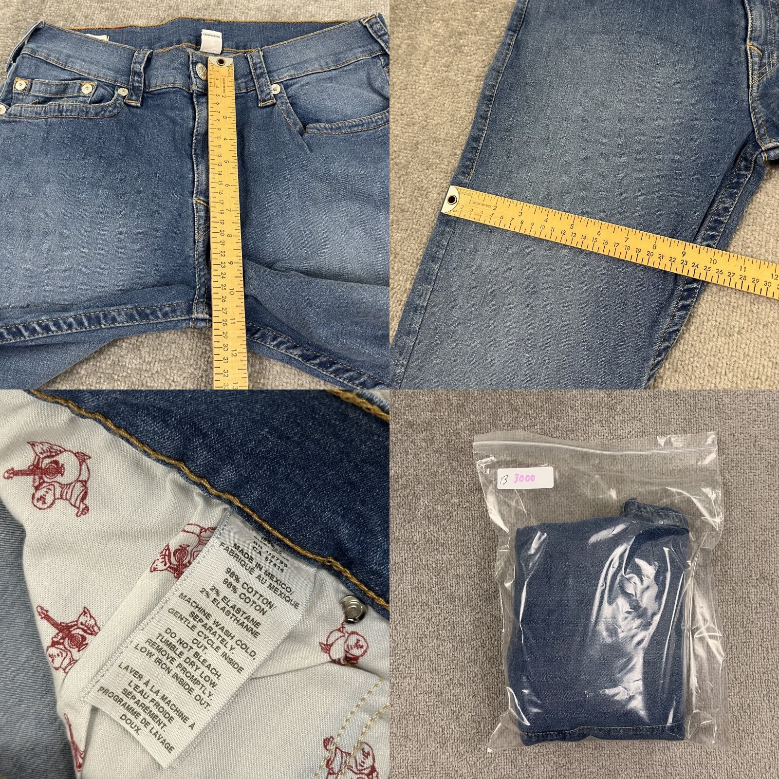 True Religion True Religion Ricky Jeans Mens 34 x 32 Relaxed Straight Blue Denim Hip Hop Pants Size US 34 / EU 50 - 8 Thumbnail