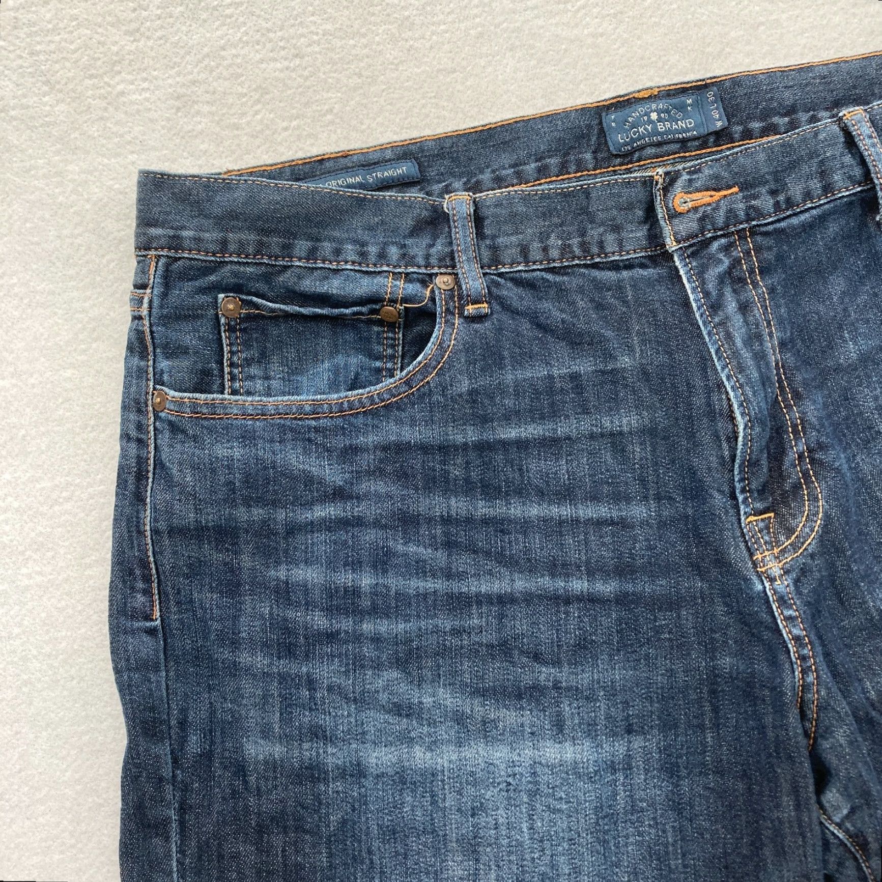 Lucky Brand Lucky Brand 221 Original Straight Mens 40x30 Dark Wash Blue Denim Jeans Mid Rise Jeans Size US 40 / EU 56 - 3 Thumbnail