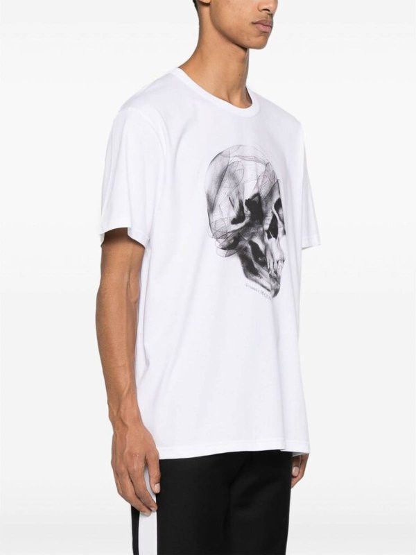 Alexander McQueen o1y1024 T-Shirt In White Size US L / EU 52-54 / 3 - 2 Thumbnail