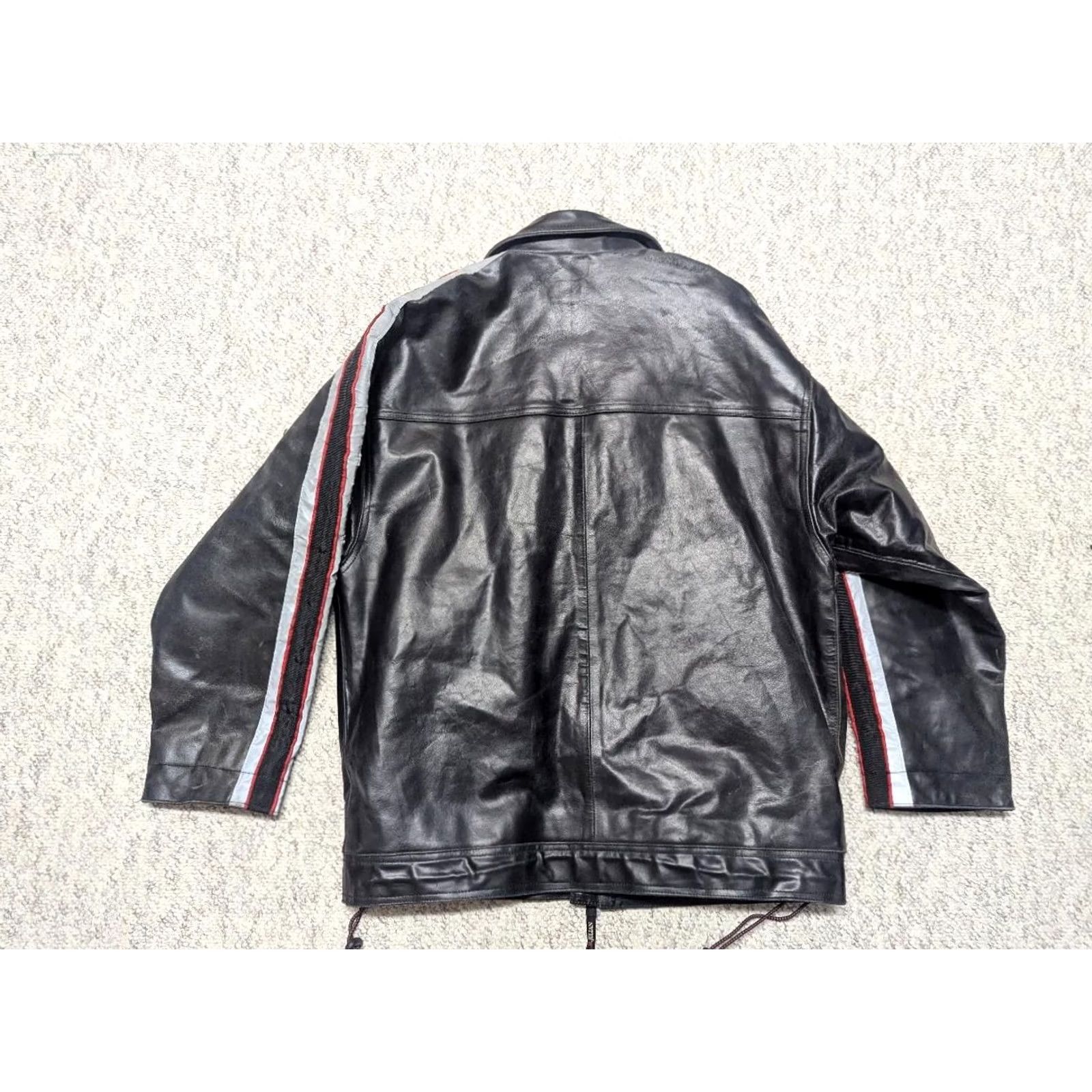 Vintage VINTAGE Wilsons leather jacket Mens L 44 black motorcycle jacket 1990s Y2K racing loose fit 44in Chest Size US L / EU 52-54 / 3 - 8 Thumbnail